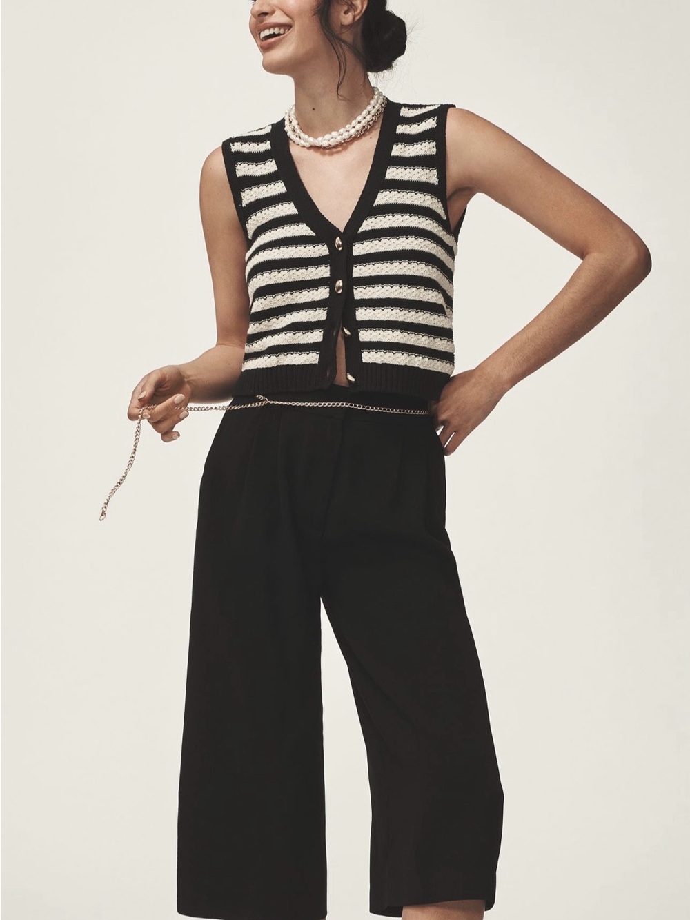 Maeve Pleated Culotte Trousers Black
